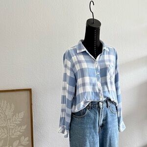 Well Worn Blue and Pink Plaid Shirt